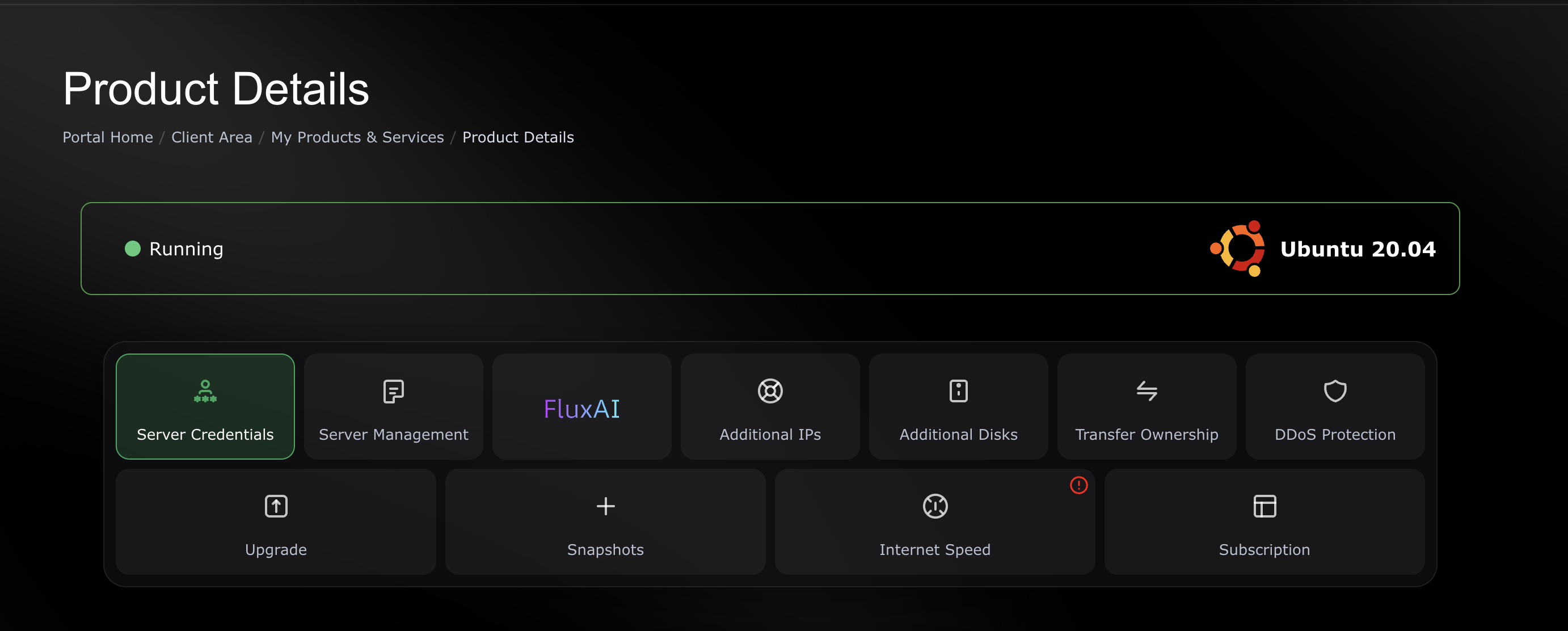 Protected Linux Server dashboard screenshot